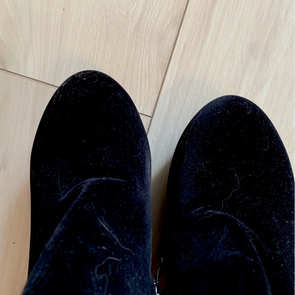 Black Velvet Wedge Boots - Picture 6 of 7